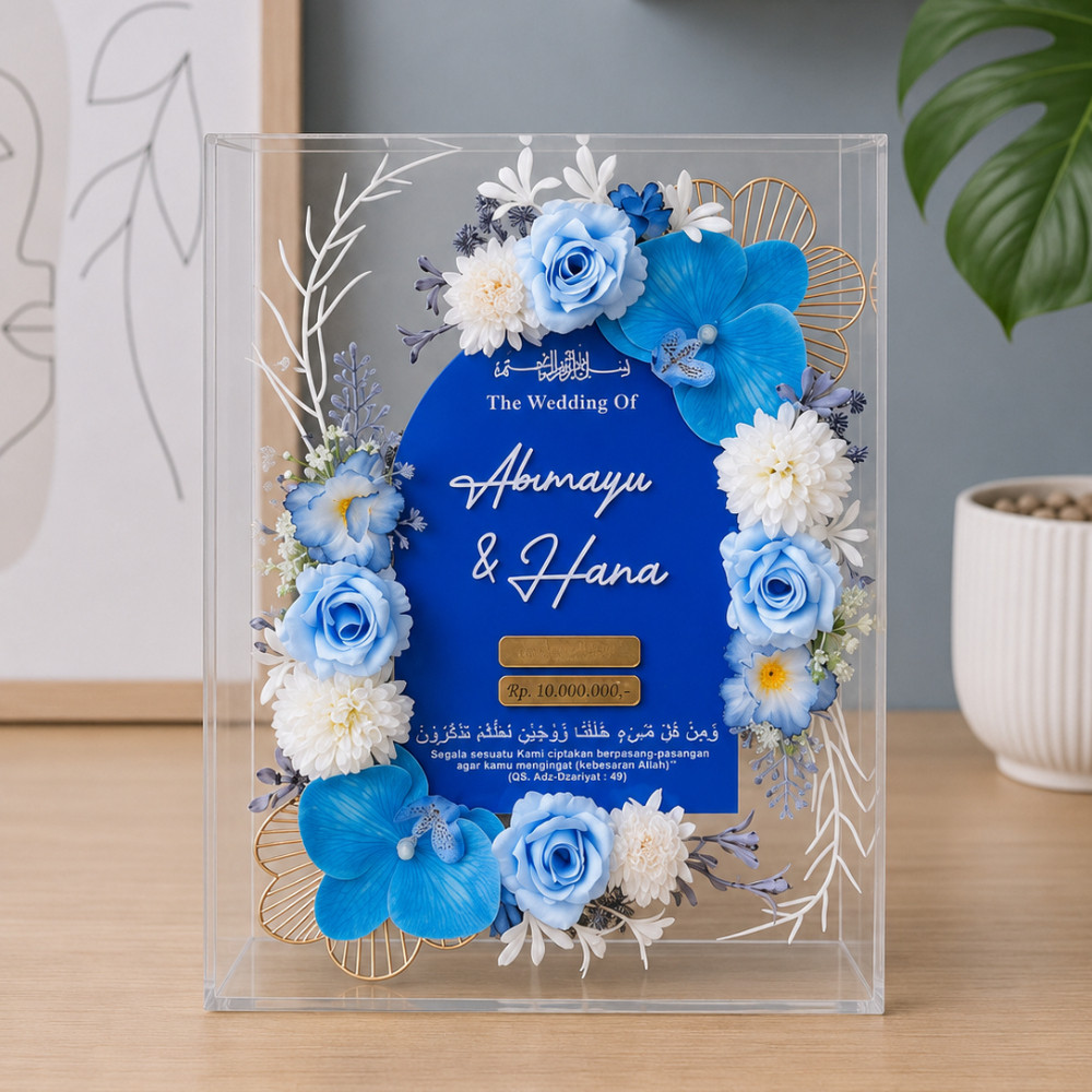 Mahar Akrilik Pernikahan Model Rustic Flower Modern Minimalis Aesthetic Free Uang Mainan dan Replika