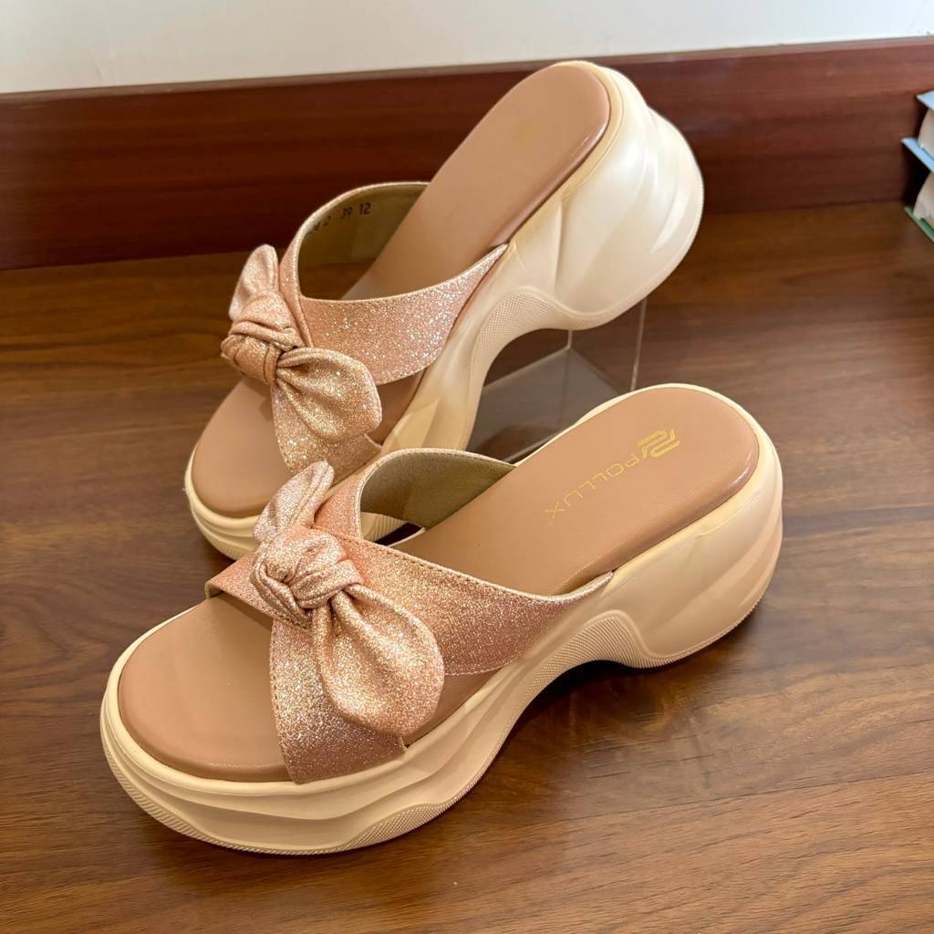 Pollux Bold WPODX 24 -  Sandal Wedges Wanita Kekinian Bahan Kulit | Sandal Wedges Kekinian