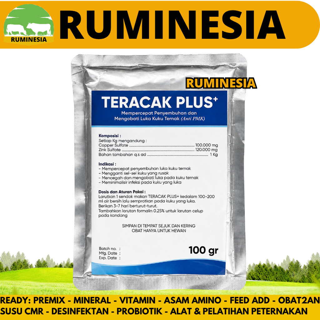 TERACAK PLUS 100 GRAM - Obat Luka kuku Sapi Kambing PMK - Obat Kuku Sapi Pincang Laminitis