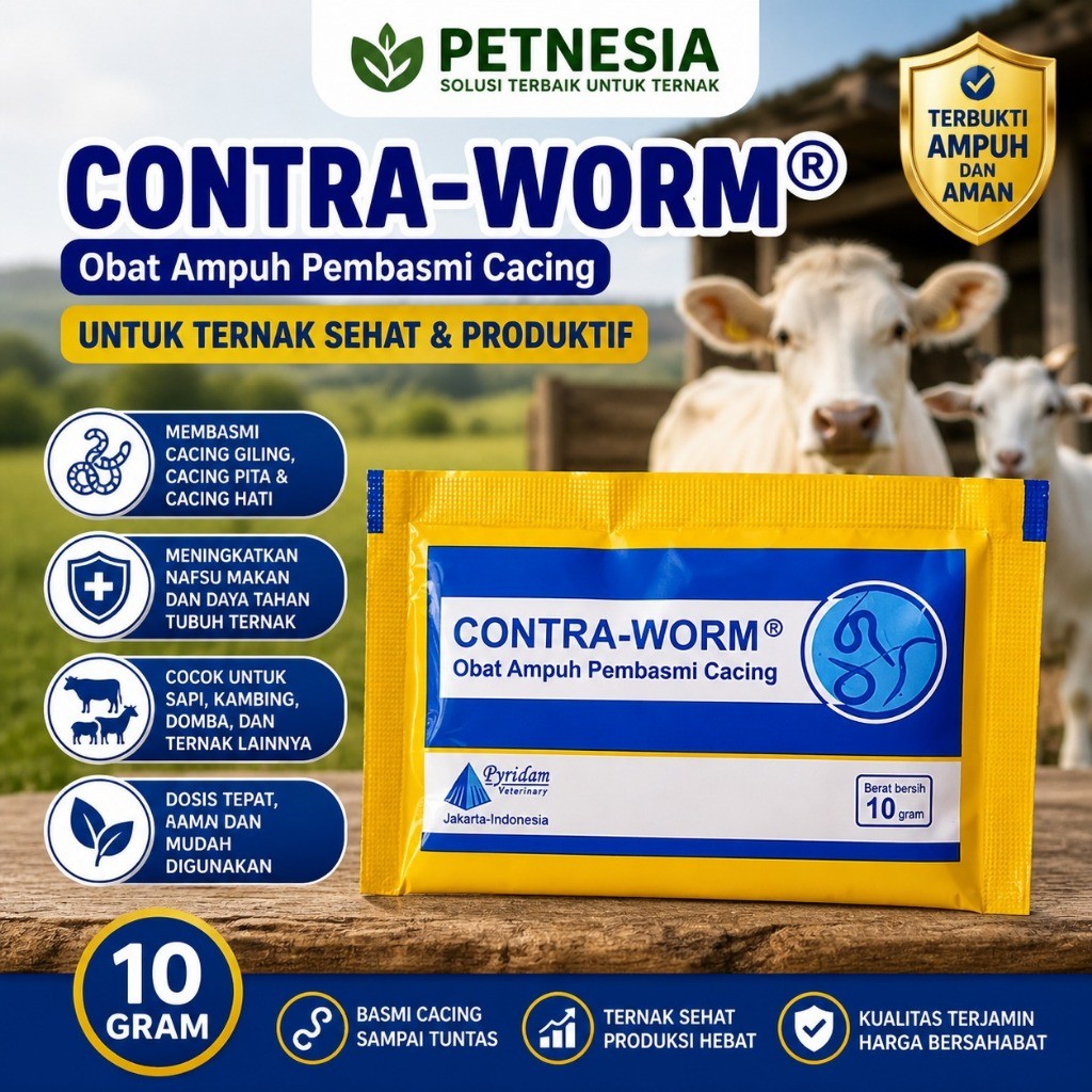 (1 PCS) CONTRA-WORM 10 gram – Pembasmi Cacing Ternak