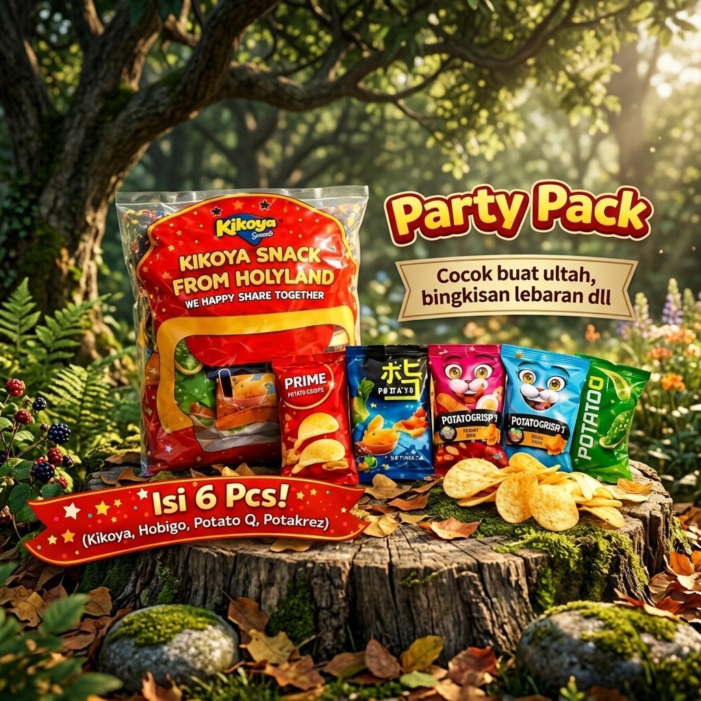 KIKOYA Partypack Potato snack isi 6pcs snack ulang tahun Holyland Hampers Lebaran Hadiah gift