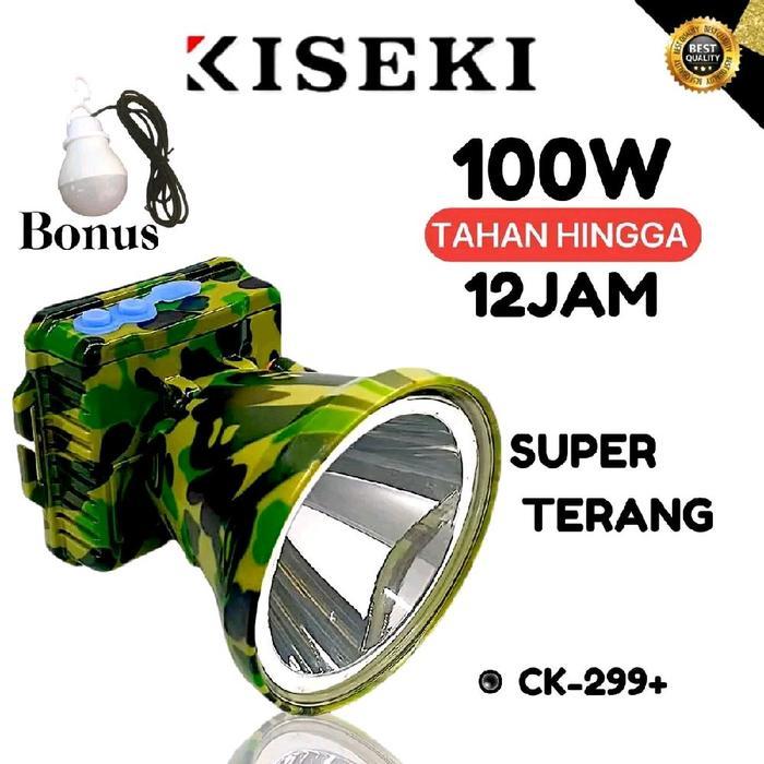 Ready Stok senter kapala 100 watt body loreng ck 299 cahaya putih - 299+