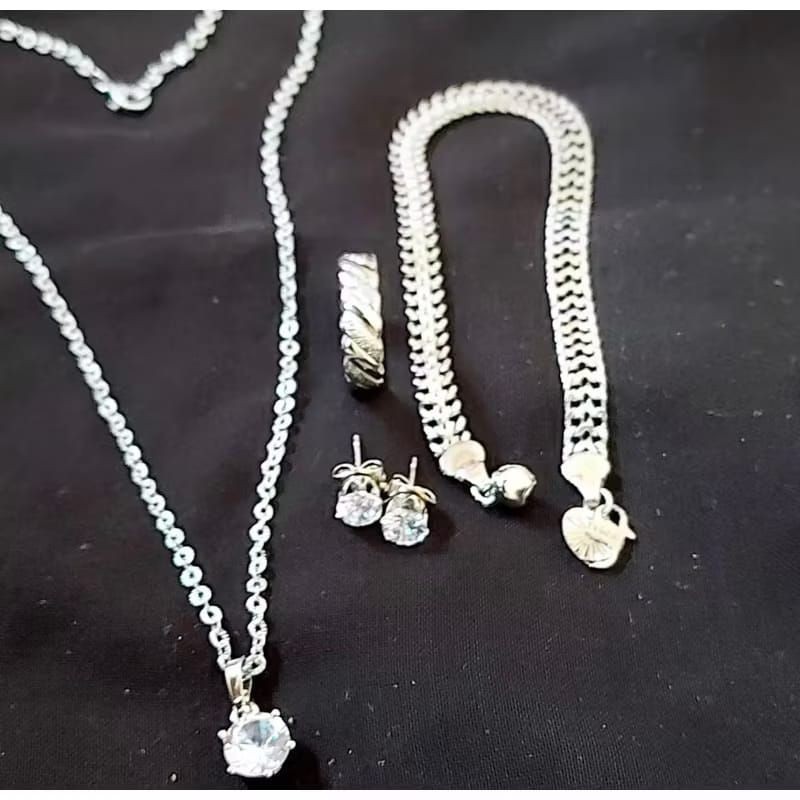 set perhiasan titanium silver titanium termurah