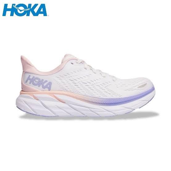 Sepatu Hoka Clifton 8 Women's White Purple  Wanita Sport Running - 36