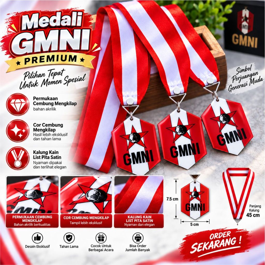 Gordon GMNI/Medali GMNI Cembung Mengkilap Keren