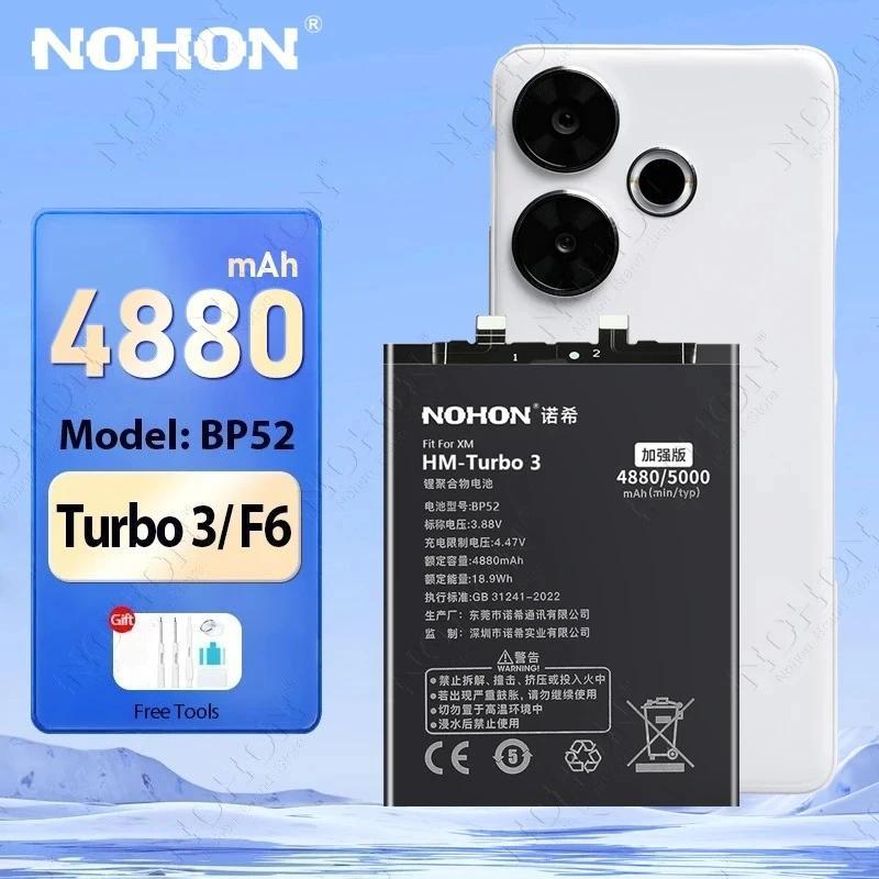 NOHON BP52 Replacement Battery for Xiaomi Redmi Turbo 3 POCO F6 F5 F4 F3 F1 Batteries BM4E BM4Y BP48