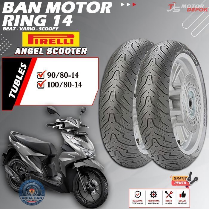 BAN MOTOR RING 14 TUBLES PIRELLI ANGEL SCOOTER BAN MOTOR TUBLESS PCX 150 VARIO 160 RING 14 TUBELESS