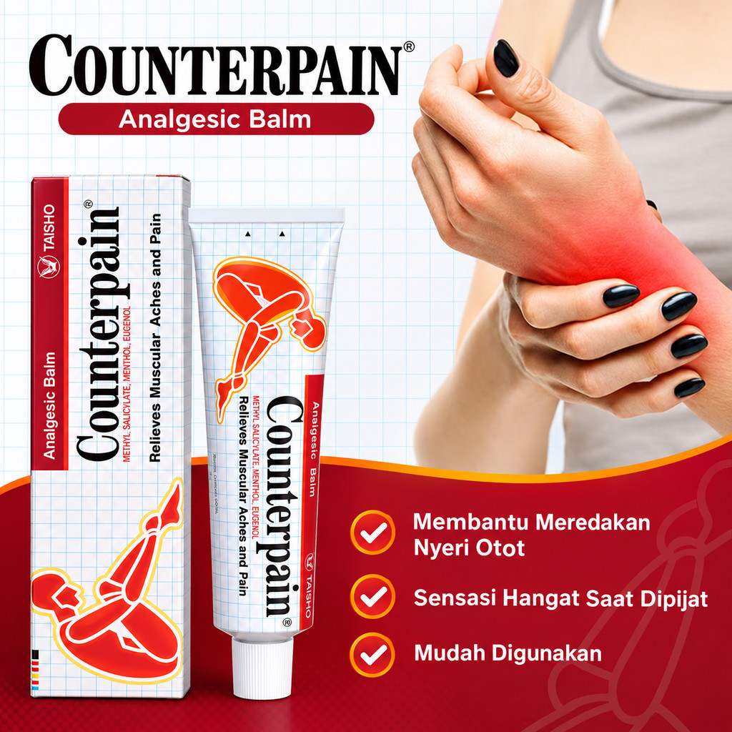 *ORI EXP 2028* Counterpain Cream 120Gr Pereda Nyeri Otot & Sendi dibuat di/Obat Pereda Nyeri Otot