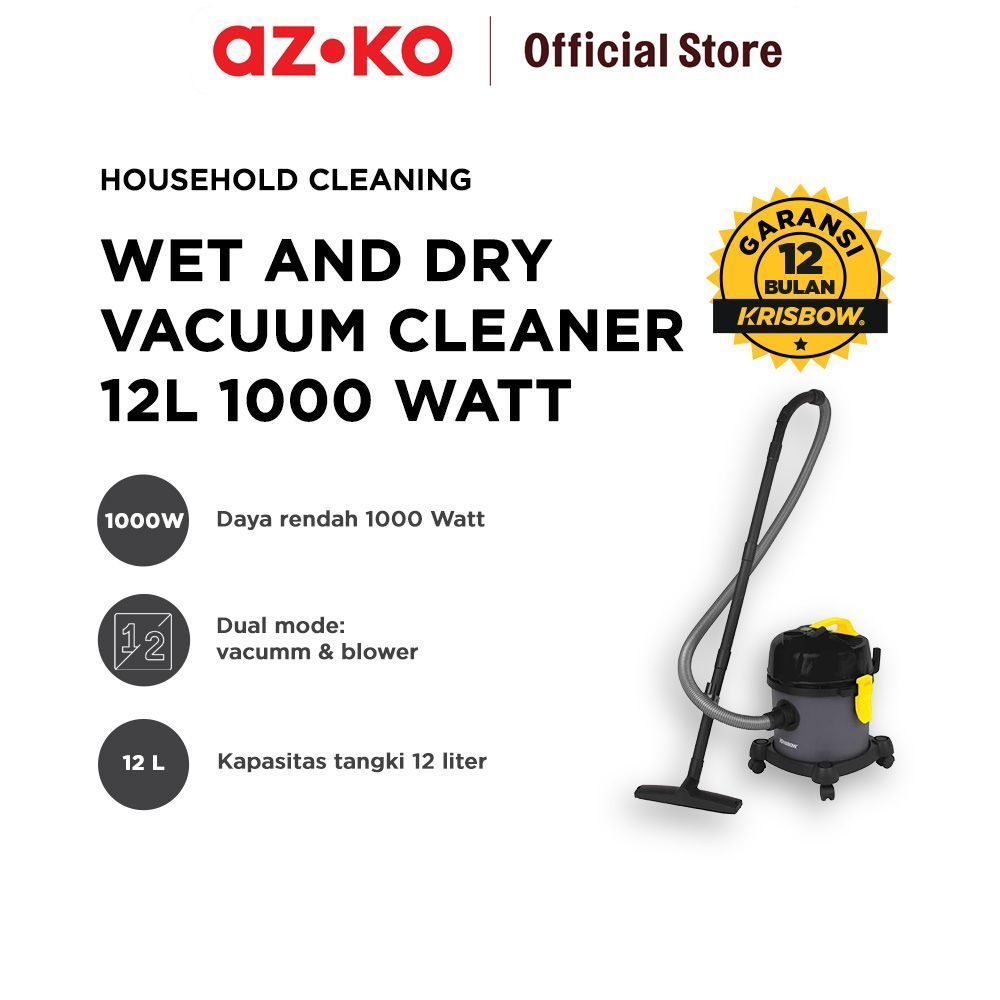 AZKO Krisbow Vacuum Cleaner Wet & Dry 1000 Watt Penyedot Debu Alat Vacum Mesin Vacuum Hisap Debu Ala