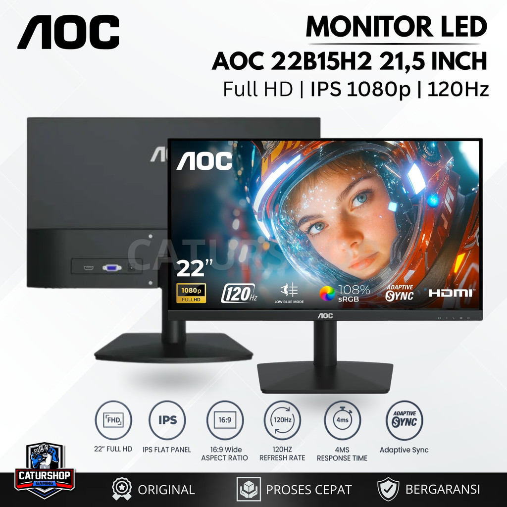 Monitor LED AOC 22B15H2 22" IPS FHD 120Hz | Monitor Aoc 22In