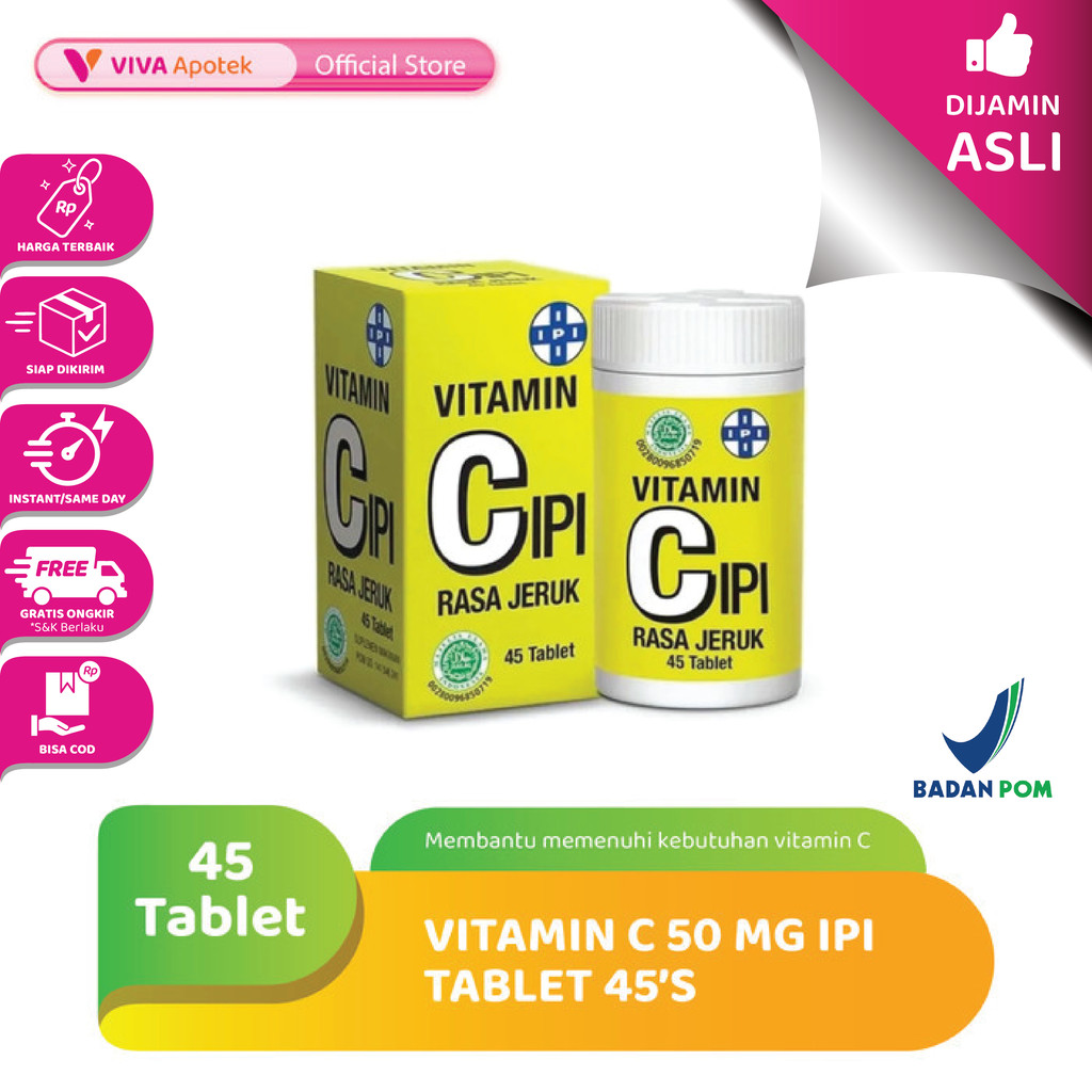 Vitamin C 50 Mg IPI untuk Kebutuhan Vitamin C (45 Tablet)