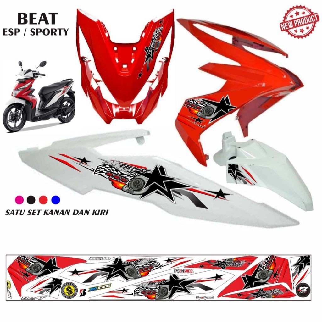 STRIPING KEREN MOTIF SIMPLE RACING BINTANG BEAT ESP 2016-2018 VARIASI SETIKER