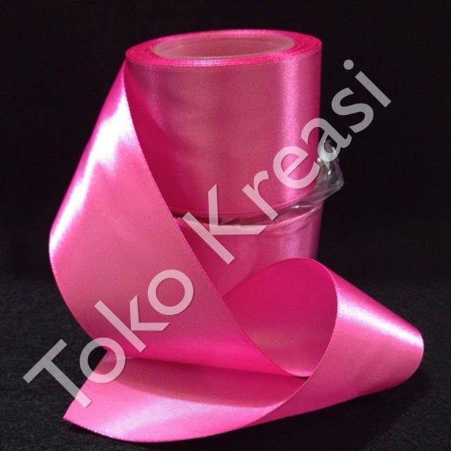 (Meteran) Pita satin 2inci / 5cm warna pink