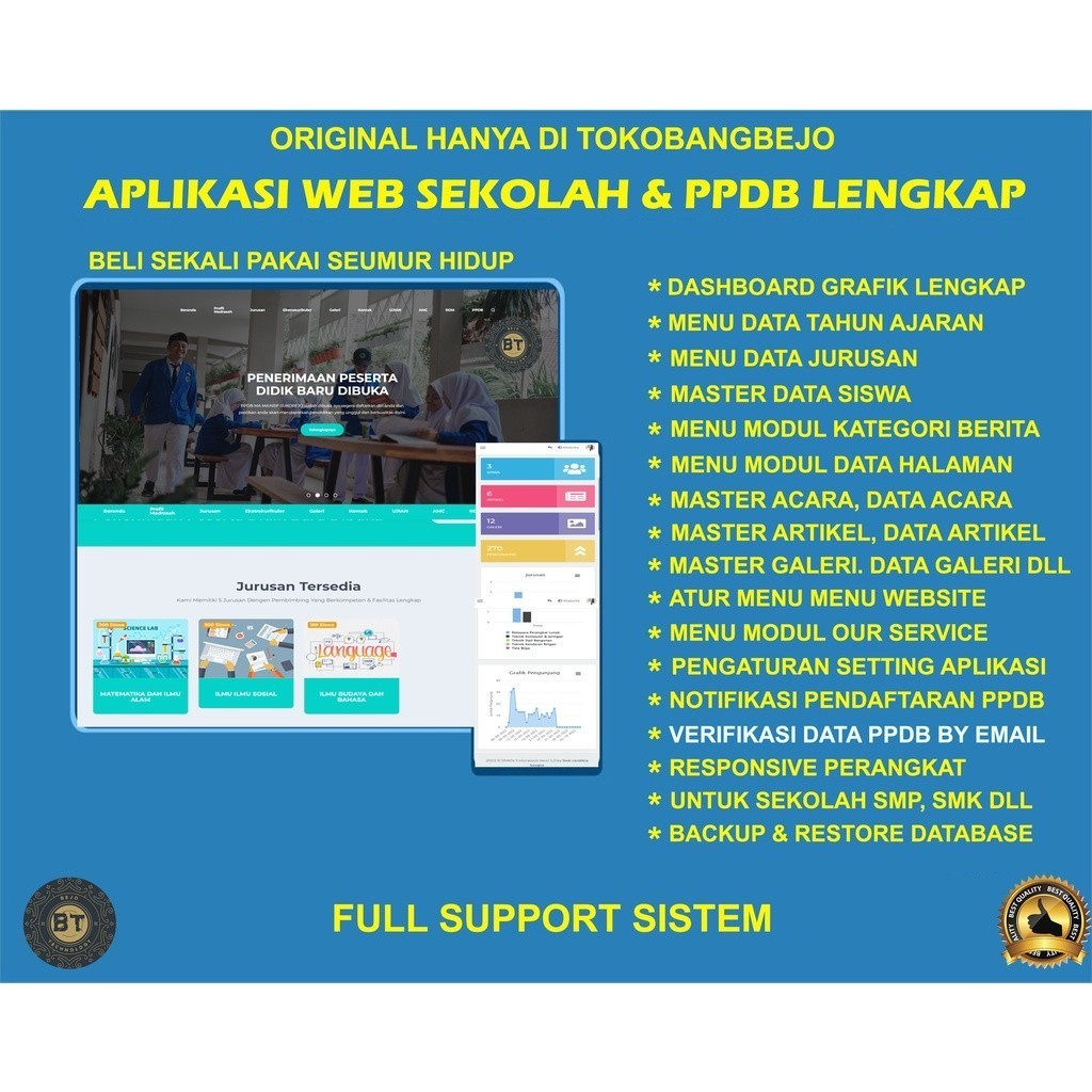 APLIKASI WEB SOURCE CODE WEBSITE SEKOLAH DISERTAI PPDB LENGKAP SIAP PAKAI GARANSI