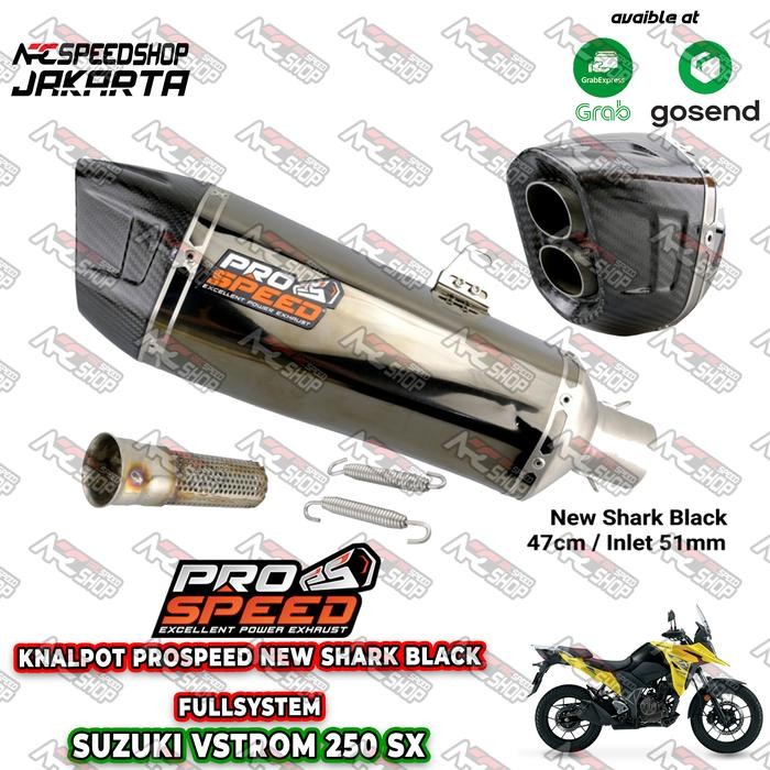 Knalpot PROSPEED Shark Black V-Strom V Strom 250 SX  VSTROM Fullsystem