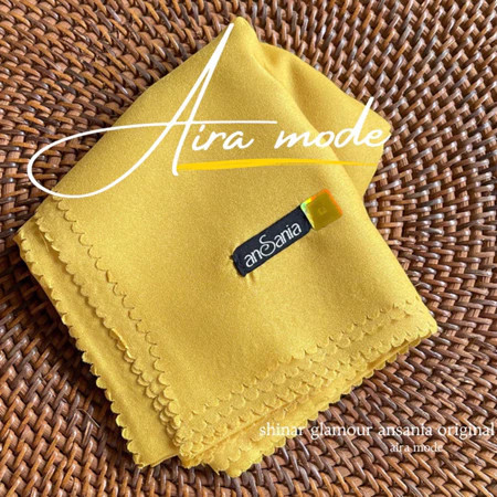 Kerudung Kondangan Mewah Premium Anti Letoy - Kuning Lemon