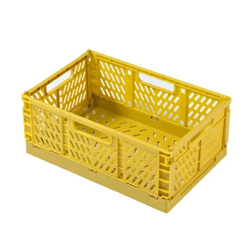 Fog Collapsible Plastic Storage Crate Box Stackable Home Kiten Warehouse Storage Baskets Box S L XL