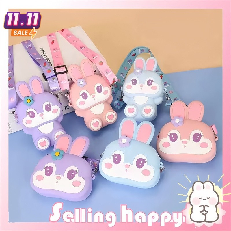 Tas Selempang Anak Karakter Kelinci Lucu - Tas Dada Anak Perempuan Silikon Ringan, Stylish untuk Sek
