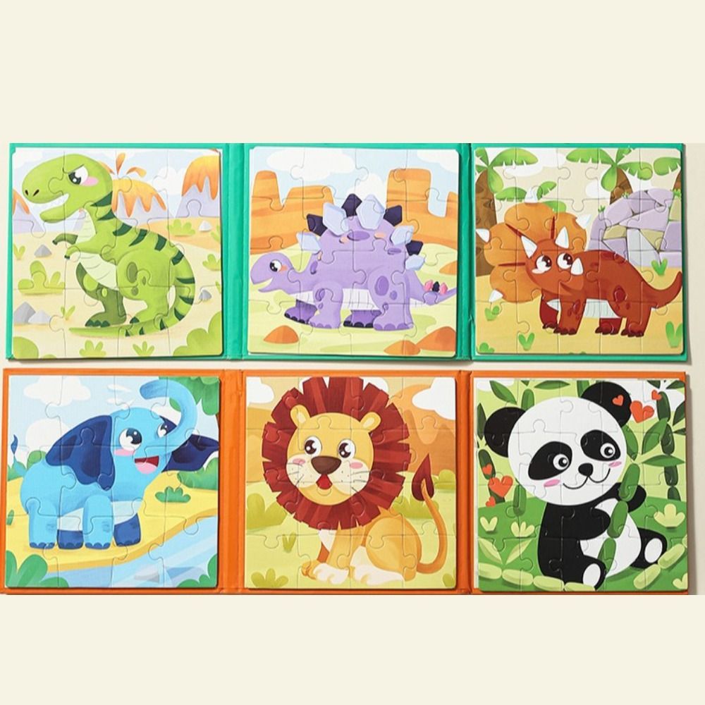 Handmade Magnetic Quiet Book Paper Cartoon Dinosaur Sticker Book Hand Ledger Repeated Pasting DIY Ki