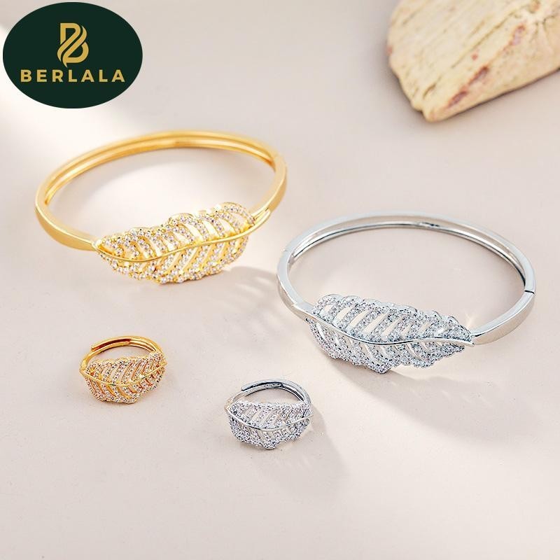 Donmi Butterfly-Feather Sparkle SetDazzling Ring & Bracelet Feminine Edge Wanita