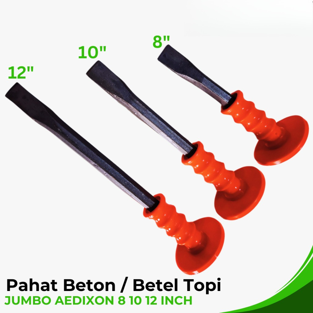 Pahat Beton | Betel Besi Topi JUMBO - Betel Tembok Gagang Karet 8, 10, 12 Inch