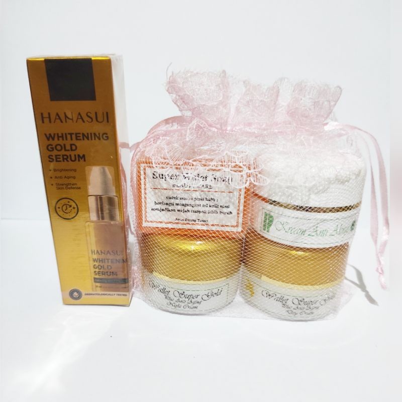 Paket cream walet super gold lengkap plus serum gold hanasui - paket walet gold 5 in 1