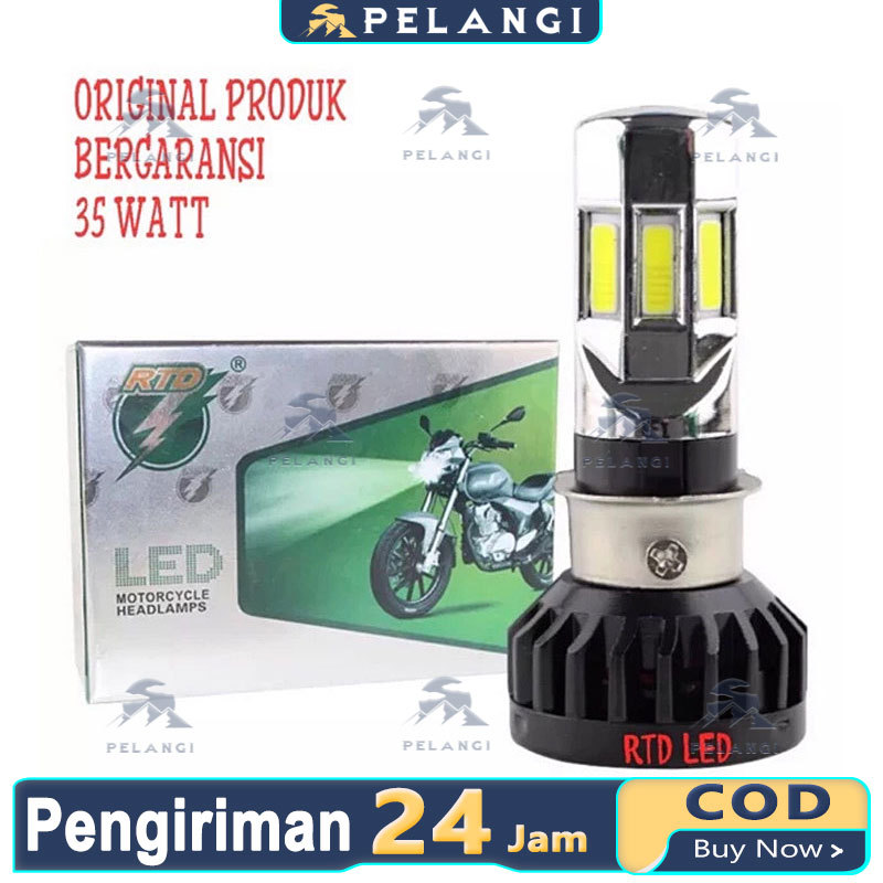 LAMPU LED MOTOR RTD 6 SISI / 3 SISI 100% ORIGINAL GARANSI AC DC + KIPAS BOHLAM DOP LAMPU DEPAN UTAMA