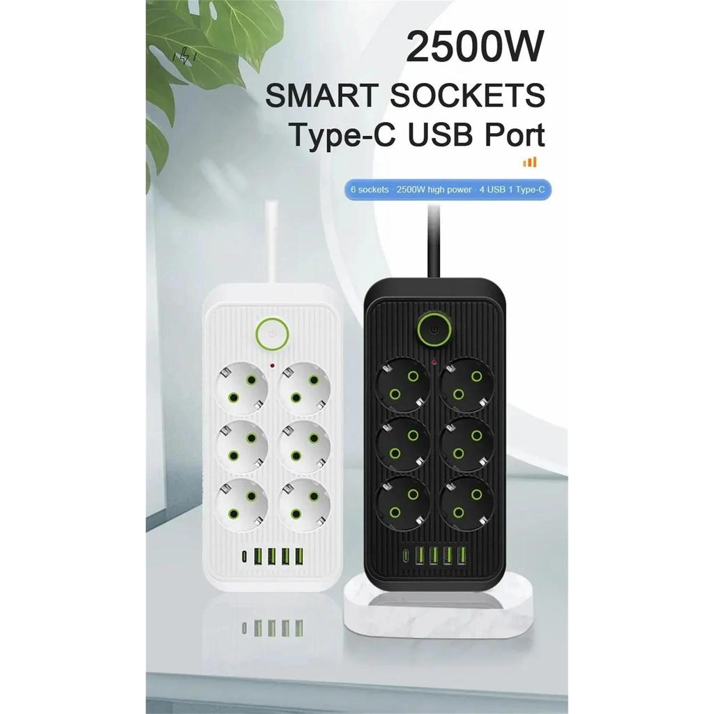 Multitap Power Strip AC Outlet 2m Extension Cord Electrical Power Strip With USB TypeC Smart Home Ne
