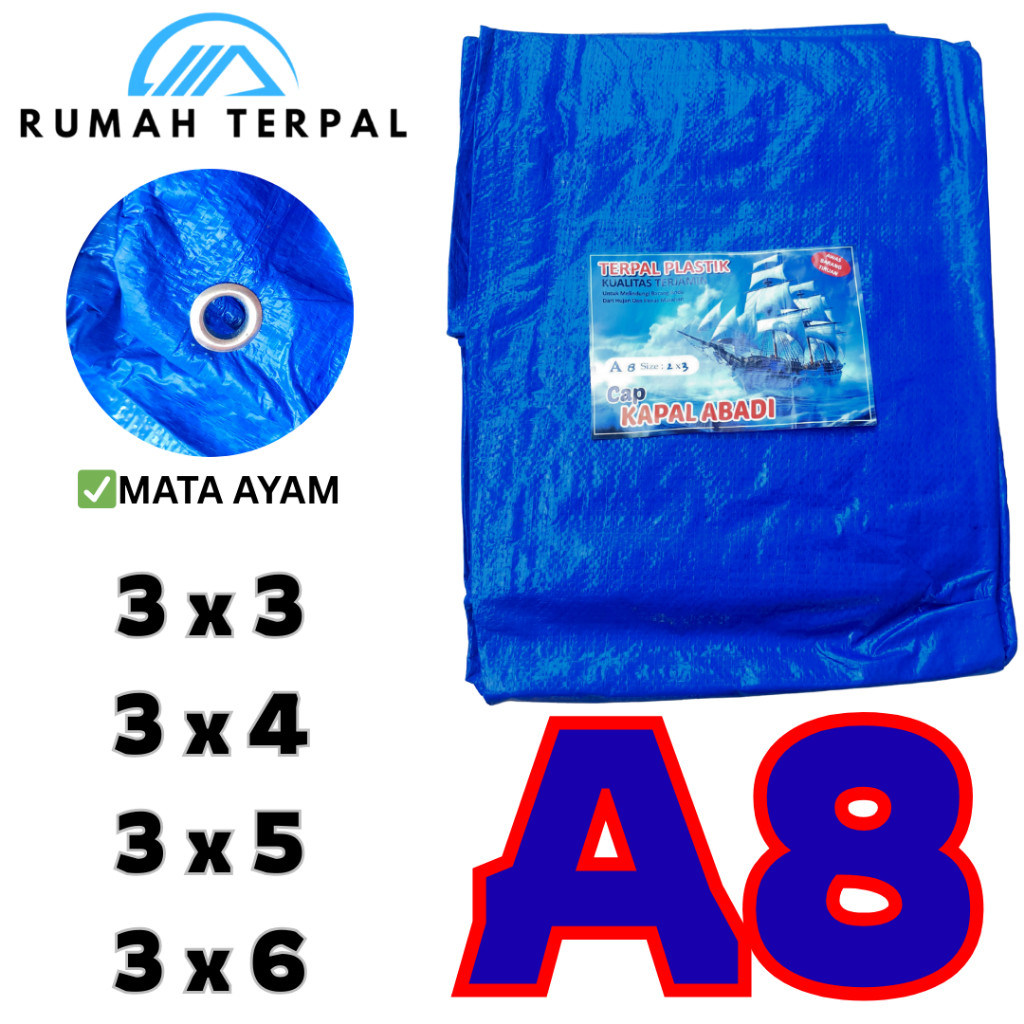 TERPAL KOREA A8 SHANGDAN CAP KAPAL TERPAL PLASTIK 3X3, 3X4, 3X5, 3X6 SUPER TEBAL KUAT, TERPAL BAK TR