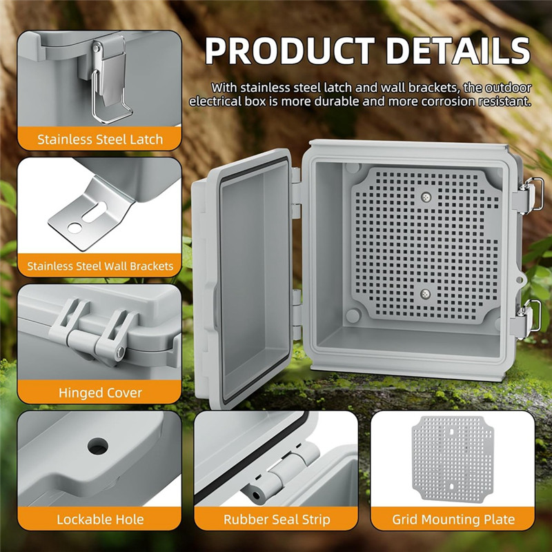 ABGR-Outdoor Electrical Box IP67 Outdoor Waterproof Distribution Box Outdoor Hinge Power Box Outdoor
