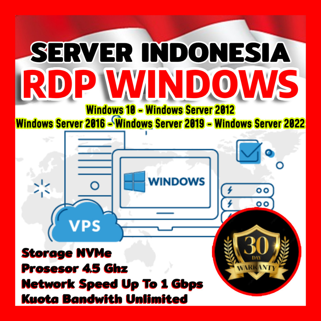 RDP Windows SERVER INDONESIA Bisa DI PERPANJANG Murah & Bergaransi 30 Hari