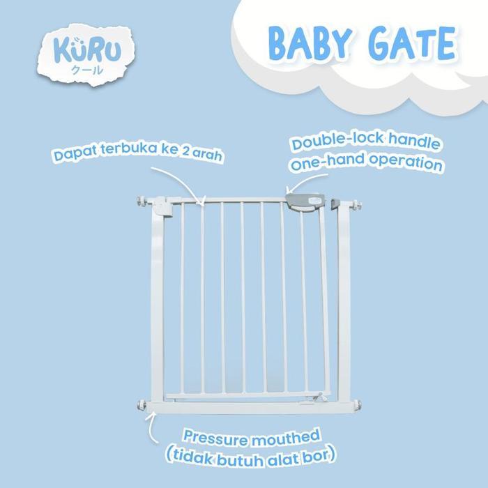 Mamafun KURU Baby Gate - Pagar Bayi Safety Pintu Pembatas Tangga Tinggi 78cm - 65 - 65-74cm, Hitam