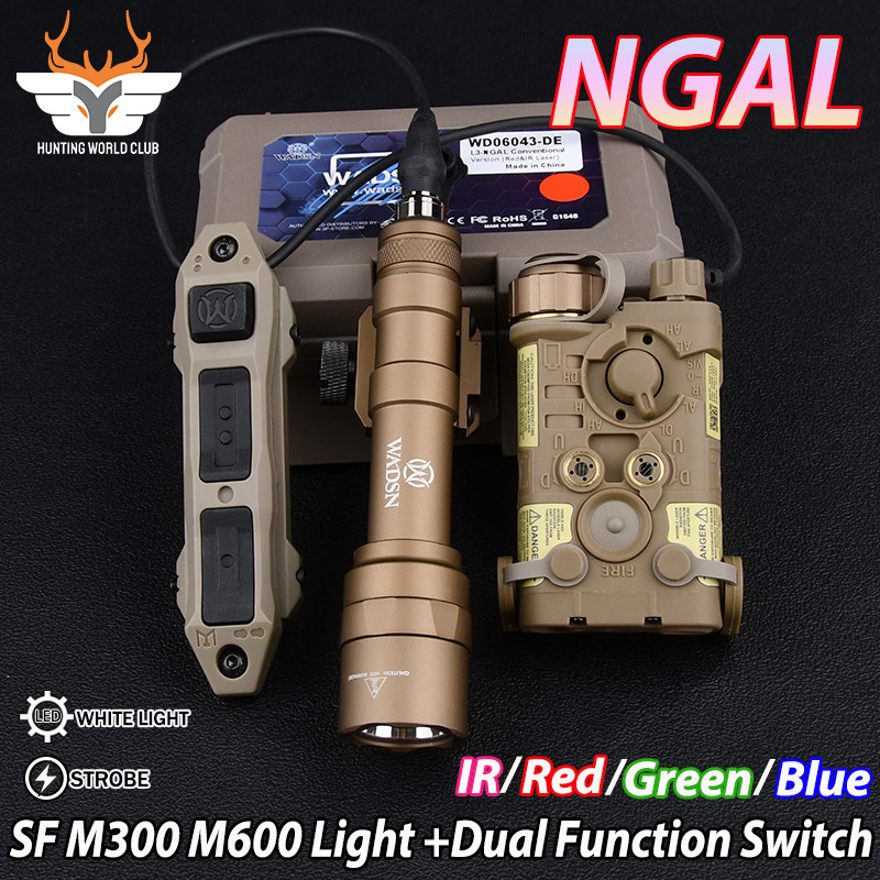 WADSN Tactical L3 NGAL PEQ Red Green Blue Laser White Strobe Surefir M300 M600 Flashlight Hunting Fl