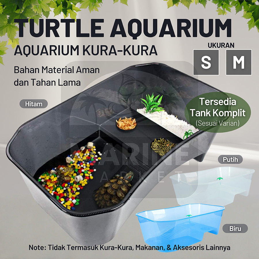 Tank Turtle Kandang Size S M Bak Ember Rumah Vivarium Aquarium Kura Reptile Tempat Basking Torto Kur