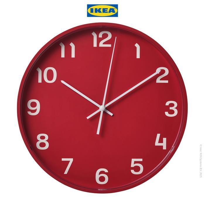 IKEA PLUTTIS Jam Dinding Klasik Voltase Rendah 28 - Merah
