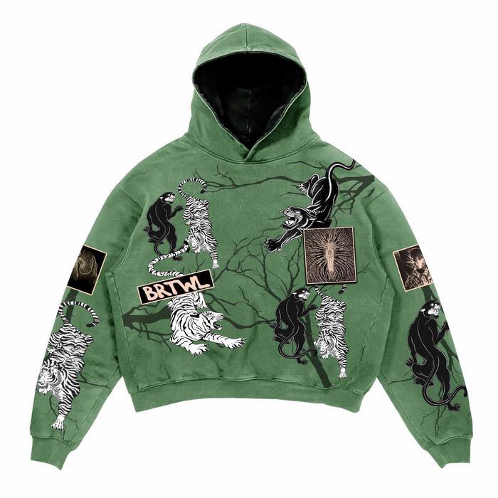 BRTWL | HOODIE BOXY | TIGER GREEN SPREED - M