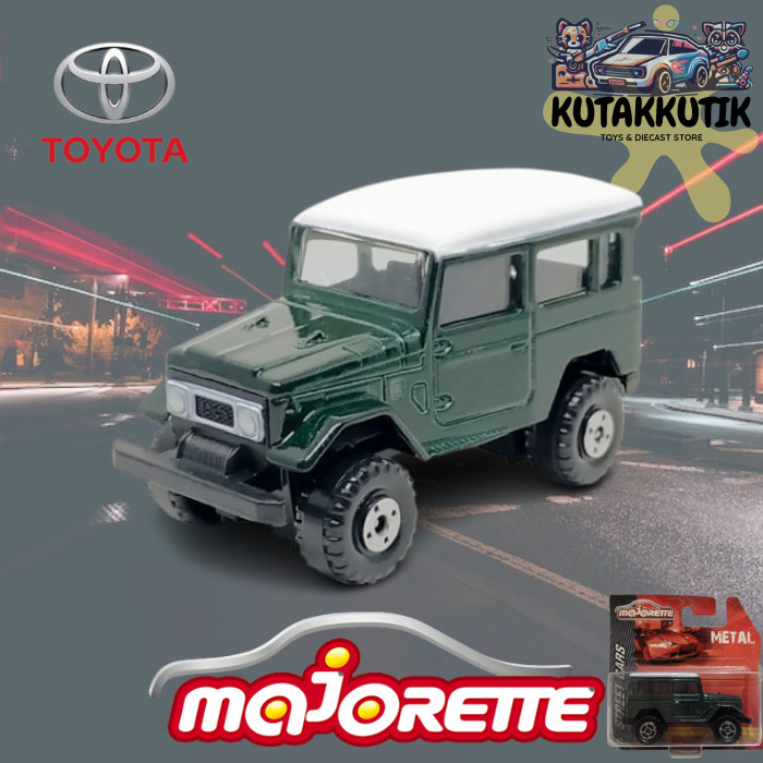 Mainan Mobil Jip Majorette Toyota Land Cruiser FJ40 Skala 1/53 Hijau Tua Street Cars