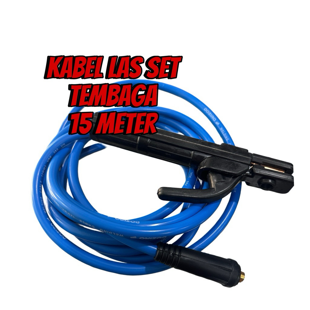 kabel las set tembaga 15 meter plus stang las 200a kabel las 12 mm doziro kabel trafo las 900 watt