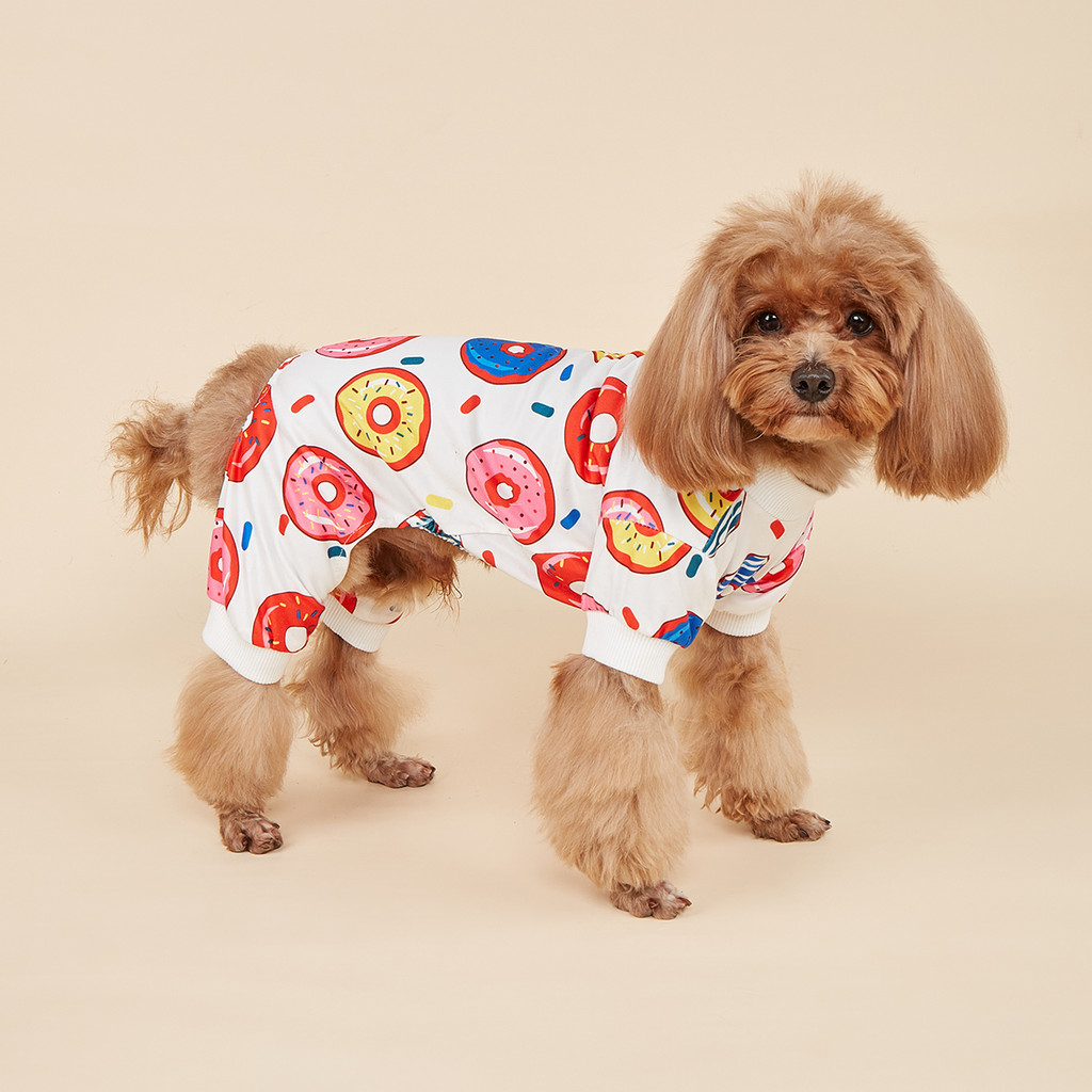 Dog Pajamas Pjs Spring Summer Dog Clothes for Small Dogs Girl Boy Meum Size Dogs, Doughnut Pattern P