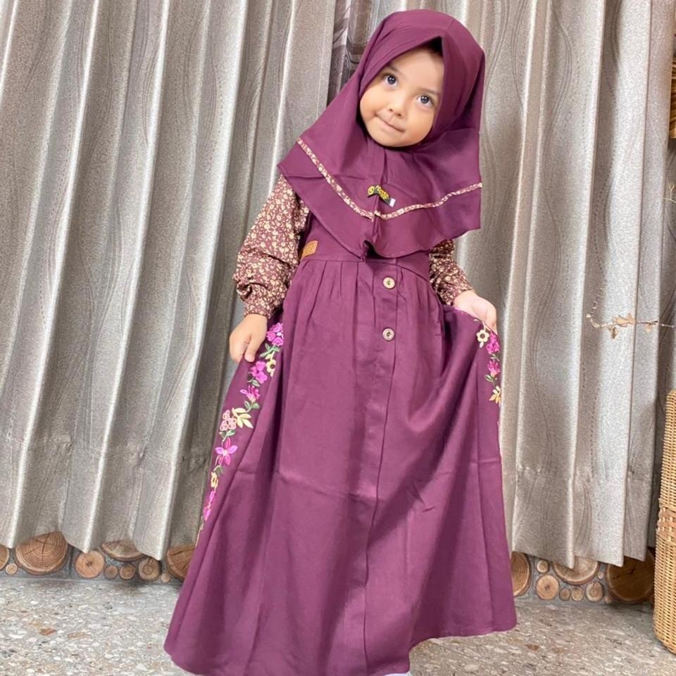 Gamis Amanda Delisa Kids Rayon Motif Bunga Mix Rayon Twill Premium