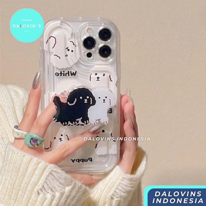 Lovely Popsocket Puppy Case iPhone 12 13 PRO MAX Airbags Fullcover