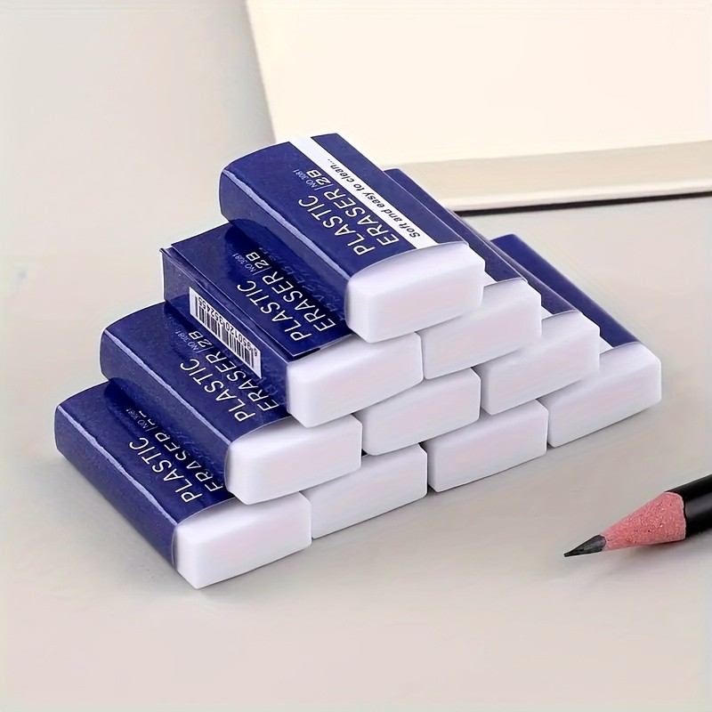 4/6/10Pcs 2B White PVC Eraser Clean and Mess Free Student Exam Office Sketch Soft Eraser