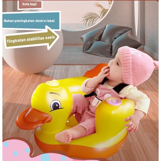 KRAJ Store Sofa Angin Baby Chair Balon Tiup Kursi Makan Bayi Belajar Duduk Bahan PVC Aman Warna Kuni