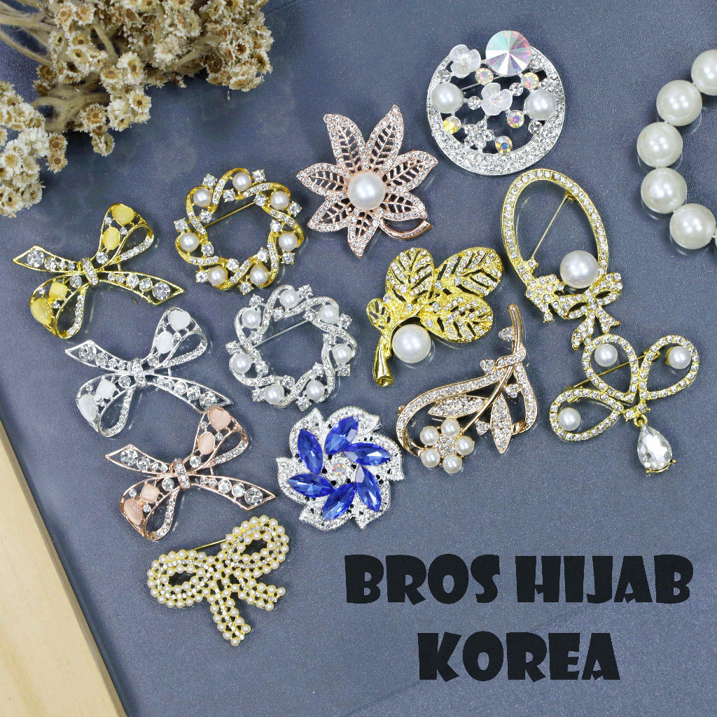 Bros pin mutiara simple elegan untuk hijab, kerudung, jilbab, aksesori anak perempuan, model peniti,
