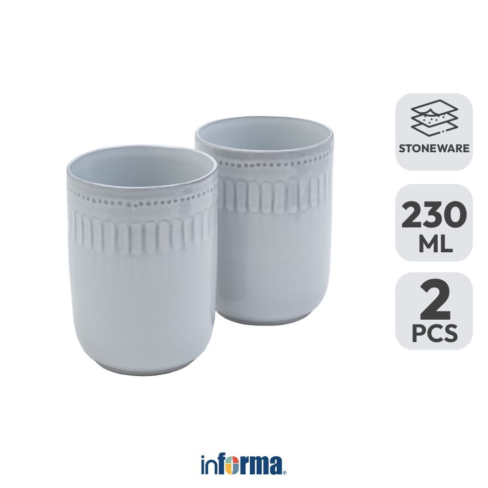 Informa Appetite Elio Mug Ocha Stoneware 230 ml Set 2 Pcs - Putih Glaze Gelas Minum Tea Cangkir Kopi
