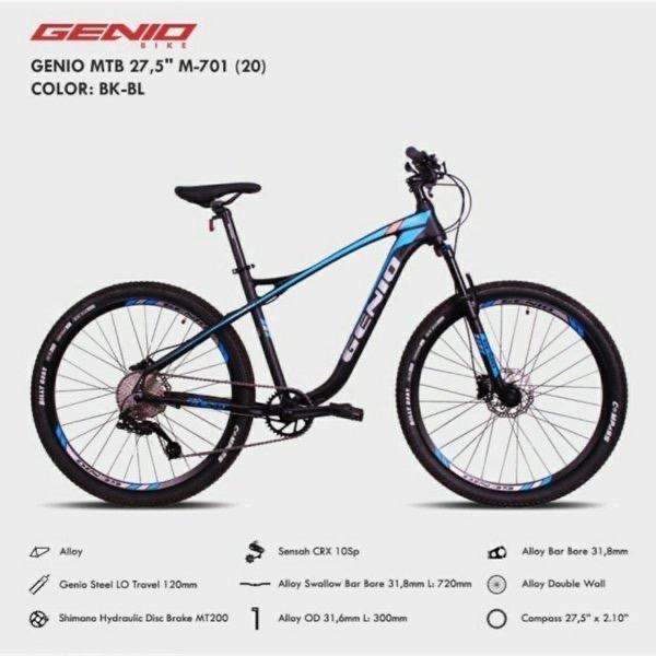 Sepeda Gunung MTB 27.5 Genio M701 Hidrolik Shimano 10 Speed - Black Blue