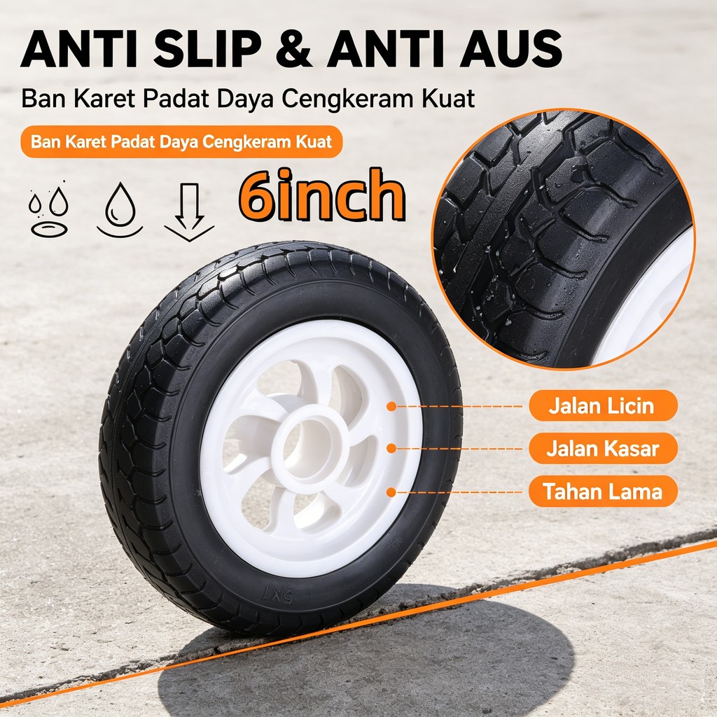 6inch Roda Belakang Skuter Injak Universal Bahan Karet Roda Skuter Injak Roda Karet Universal Ban Sk