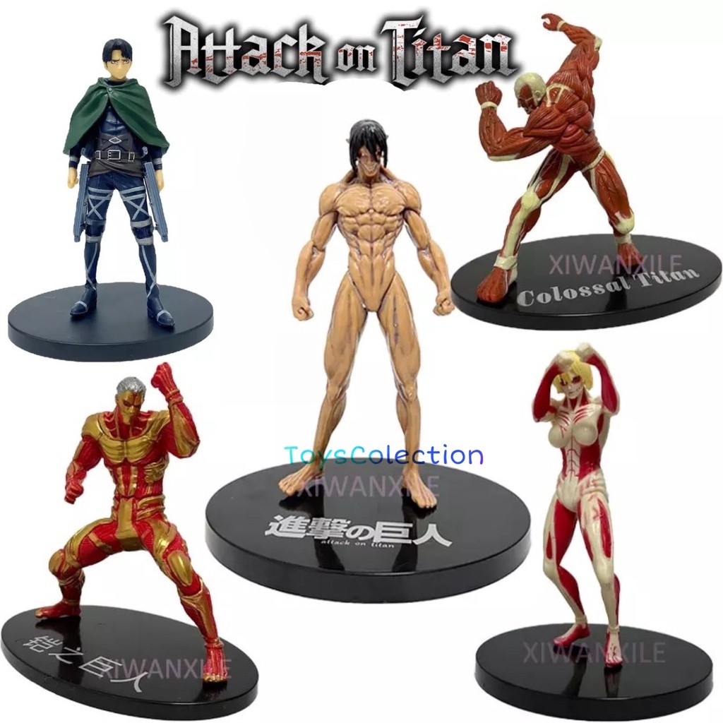 ACTION FIGURE ATTACK ON TITAN EREN YEAGER LEVI ANNIE REINER BRAUN ARMORED COLOSSAL TITAN FORM TOPPER