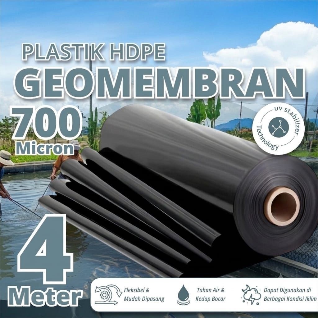 Karpet Tambak Terpal Tambak HDPE Geomembrane Tebal 500 Micron Lebar 3 Meter