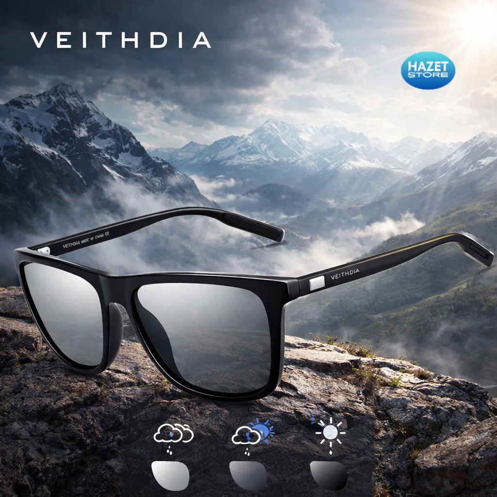 HAZET STORE X VEITHDIA Kacamata Retro UV Polarized Photochromic Sunglasses - 6108